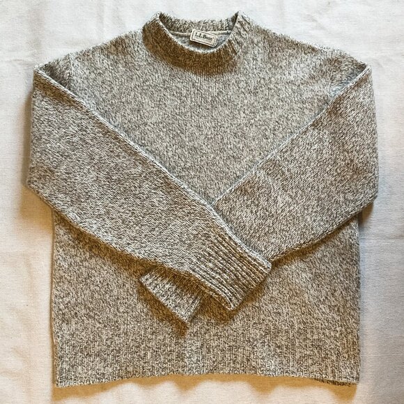 Vintage LL Bean Men’s Classic Ragg Wool Crewneck Sweater, Oatmeal, Sz XL - Picture 1 of 5